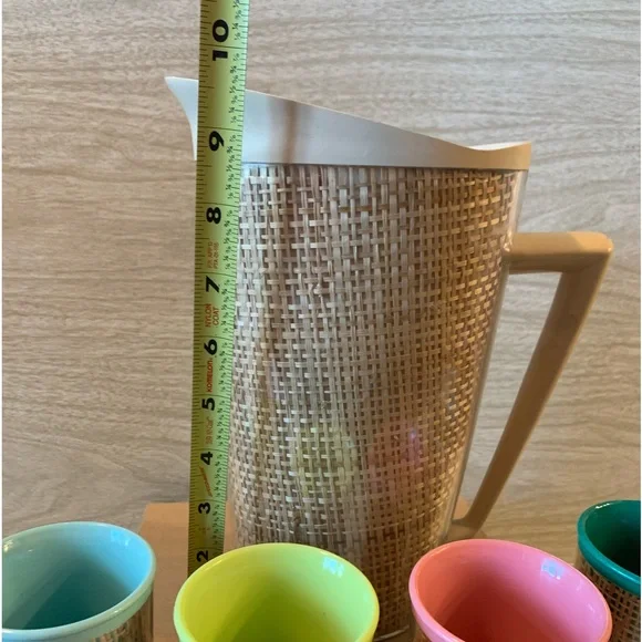 Vintage Raffia Ware Beverage Set